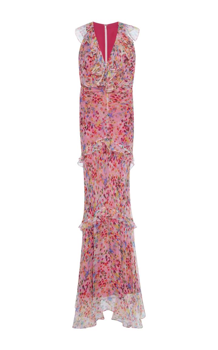 Saloni Rita Ruffled Floral Gown