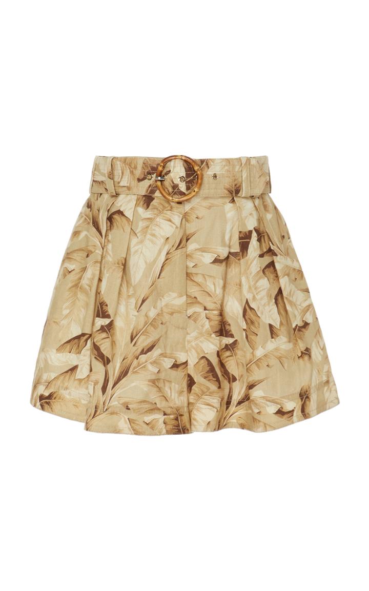 Zimmermann Belted Printed Linen Shorts