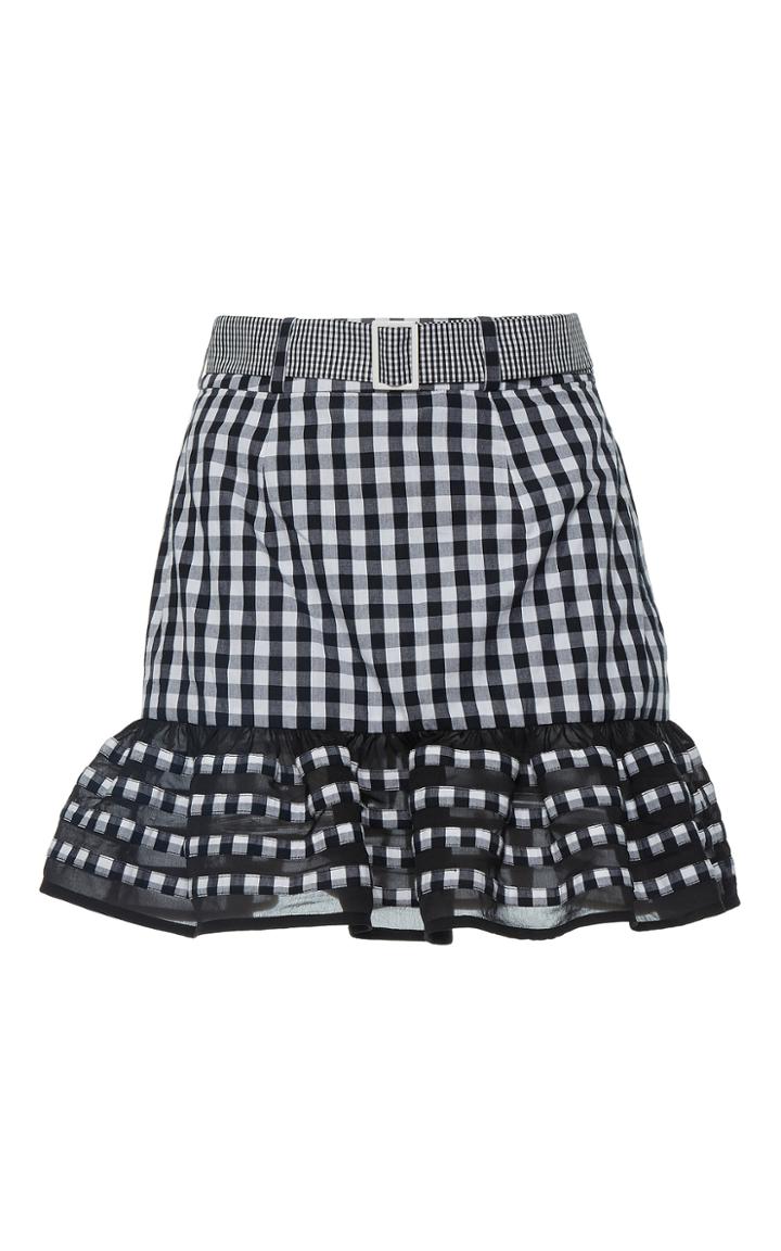 Rahul Mishra Ruffled Gingham Mini Skirt