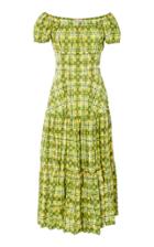 Michael Kors Collection Crushed Cap Sleeve Cotton Tiered Dress