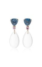 Sorab & Roshi 18k White Gold Topaz And Sapphire Dangle Earrings