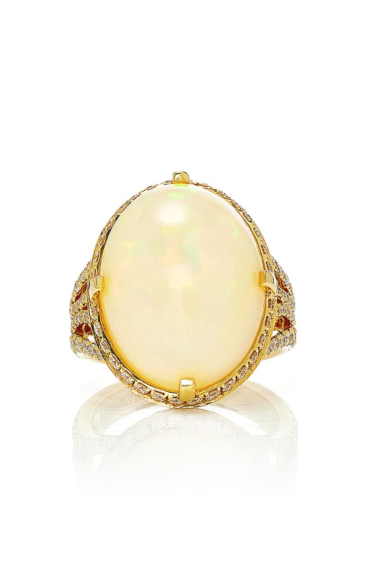 Goshwara G-one 18k Yellow Gold Opal And Diamond Ring
