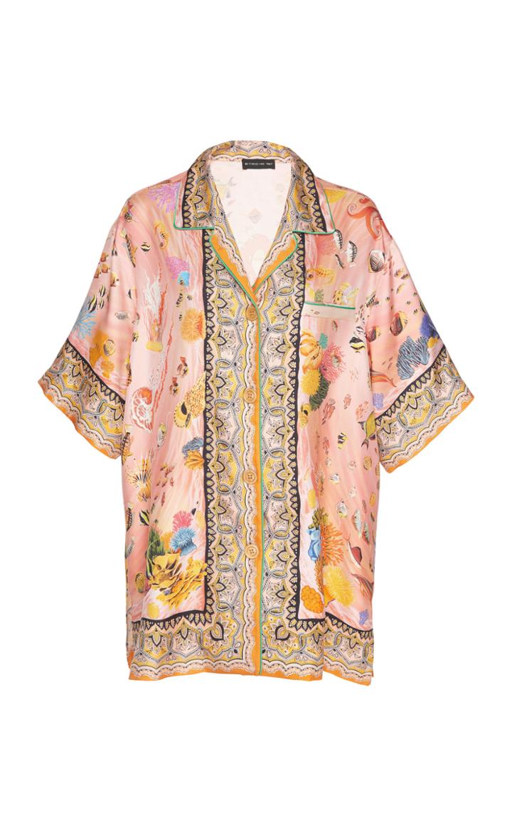 Etro Button-front Satin Short-sleeve Shirt