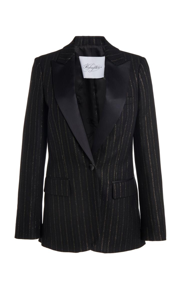 Moda Operandi Redemption Satin-trimmed Metallic Pinstriped Wool-blend Blazer