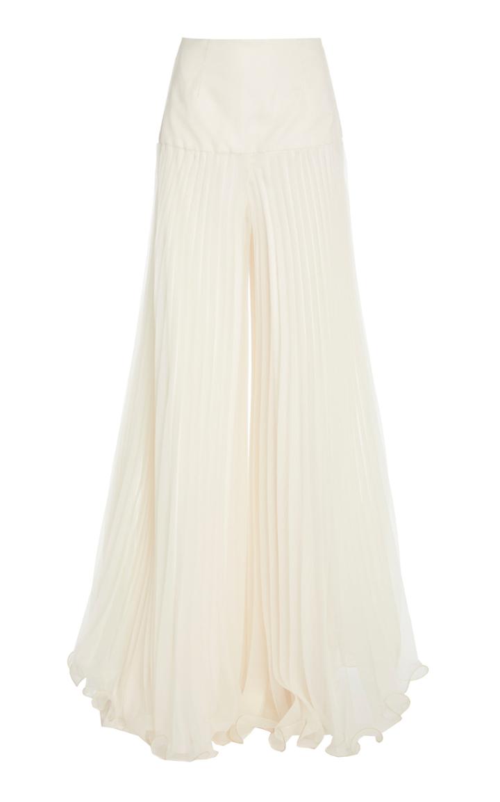 Monique Lhuillier Tulip Pleated Wide Leg Pants