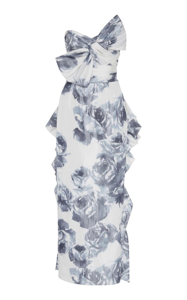 Marchesa Printed Taffeta Bow Dress