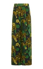 Moda Operandi Marc Jacobs Pleated Floral-print Linen Wide-leg Trousers Size: 0