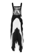 Givenchy Asymmetric Silk-georgette And Lace Maxi Dress