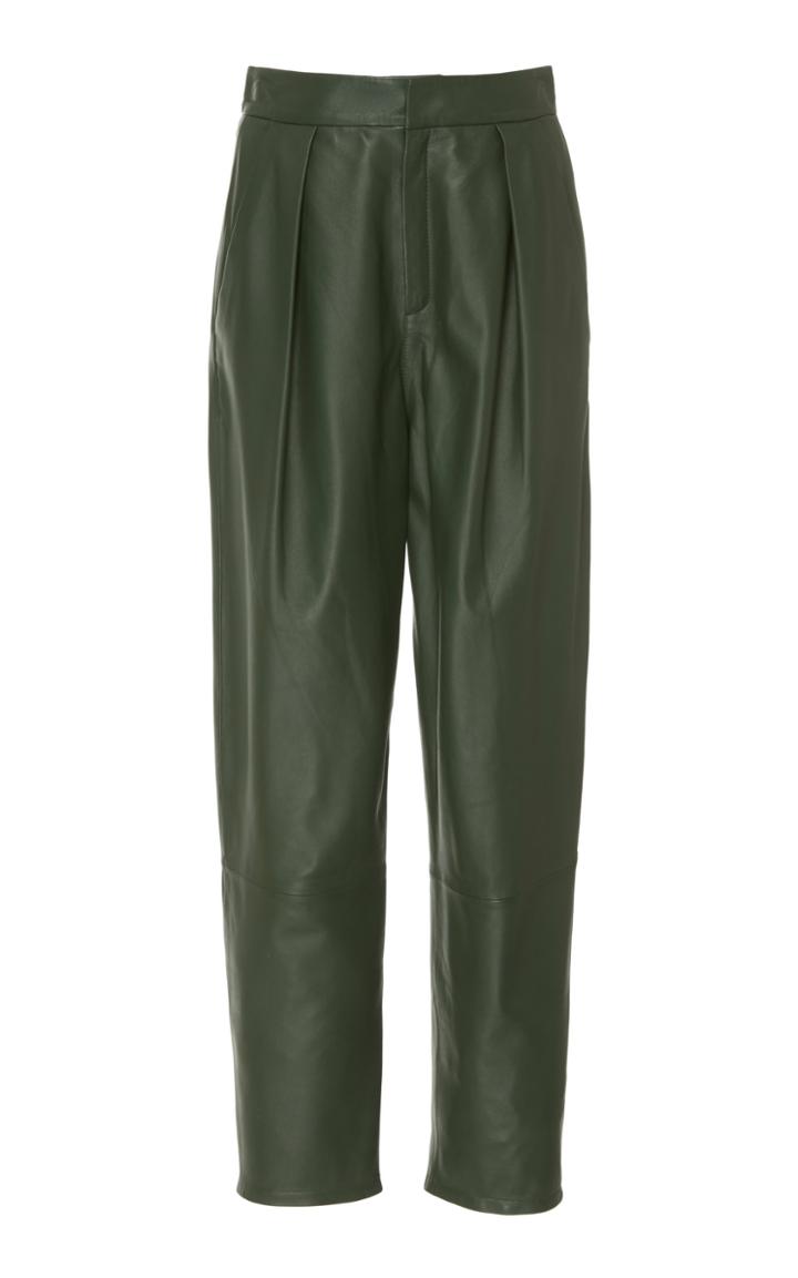 Zeynep Aray Pleated Leather Trousers