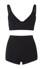Red Valentino Ribbed Bralette And Culotte Set