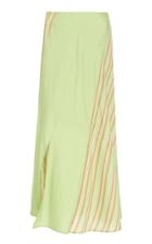 Moda Operandi Rejina Pyo Lynn Asymmetric-striped Satin Midi Skirt Size: 10