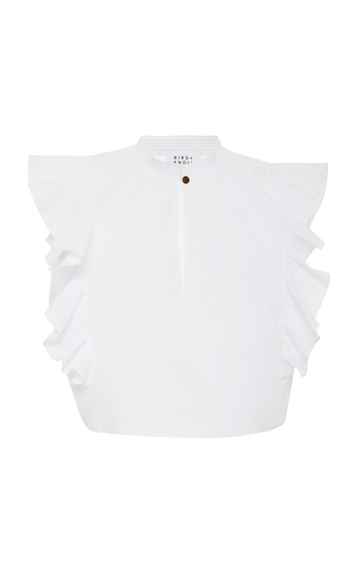 Bird & Knoll Phoebe Ruffled Cotton Poplin Top
