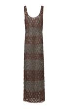 J. Mendel Beaded Fringe Tassel Midi Dress