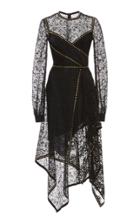 Elie Saab Long Sleeve Lace Handkerchief Hem Dress