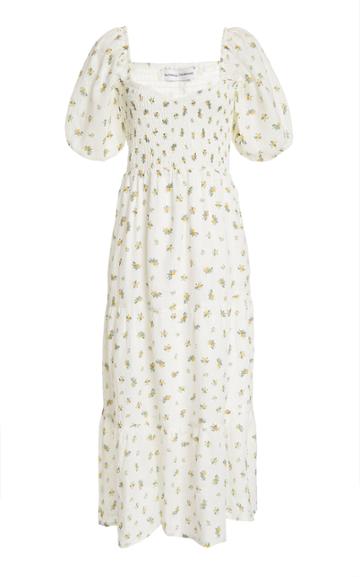 Faithfull The Brand Gianna Floral Print Linen Midi Dress