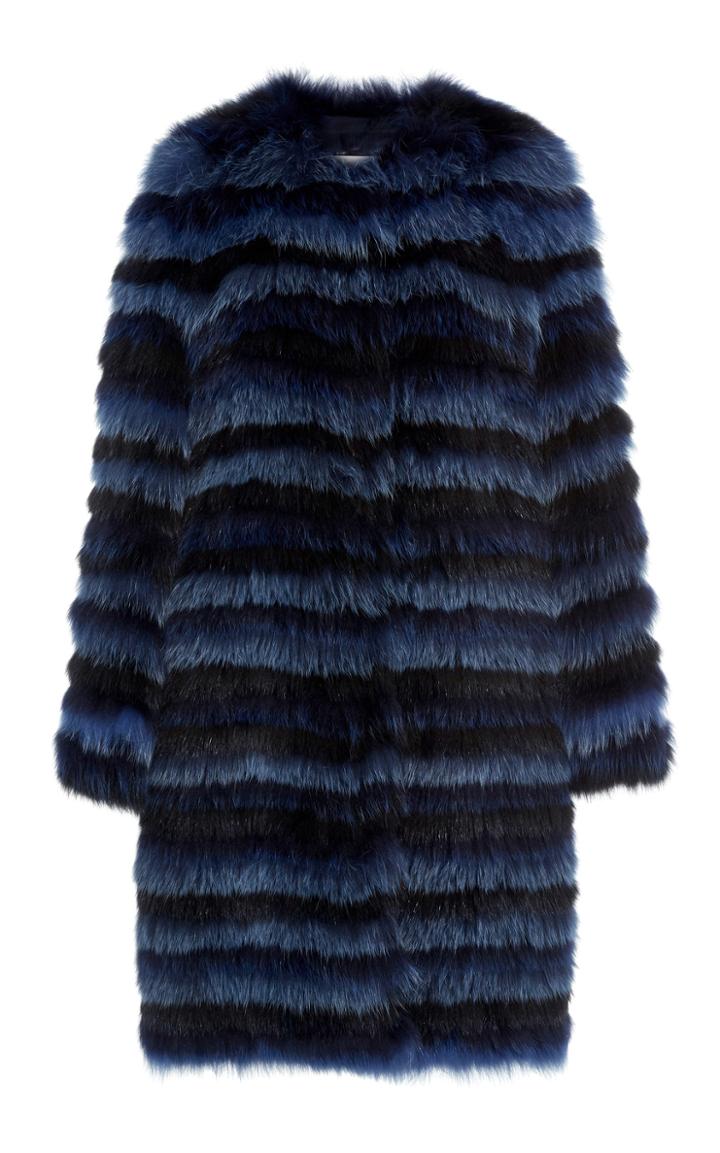 Carolina Herrera Striped Fox Fur Coat