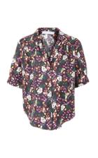 Christine Alcalay Aubergine Print Short Sleeve Blouse