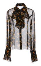 Anna Sui Tossed Tulips Crinkle Chiffon Top