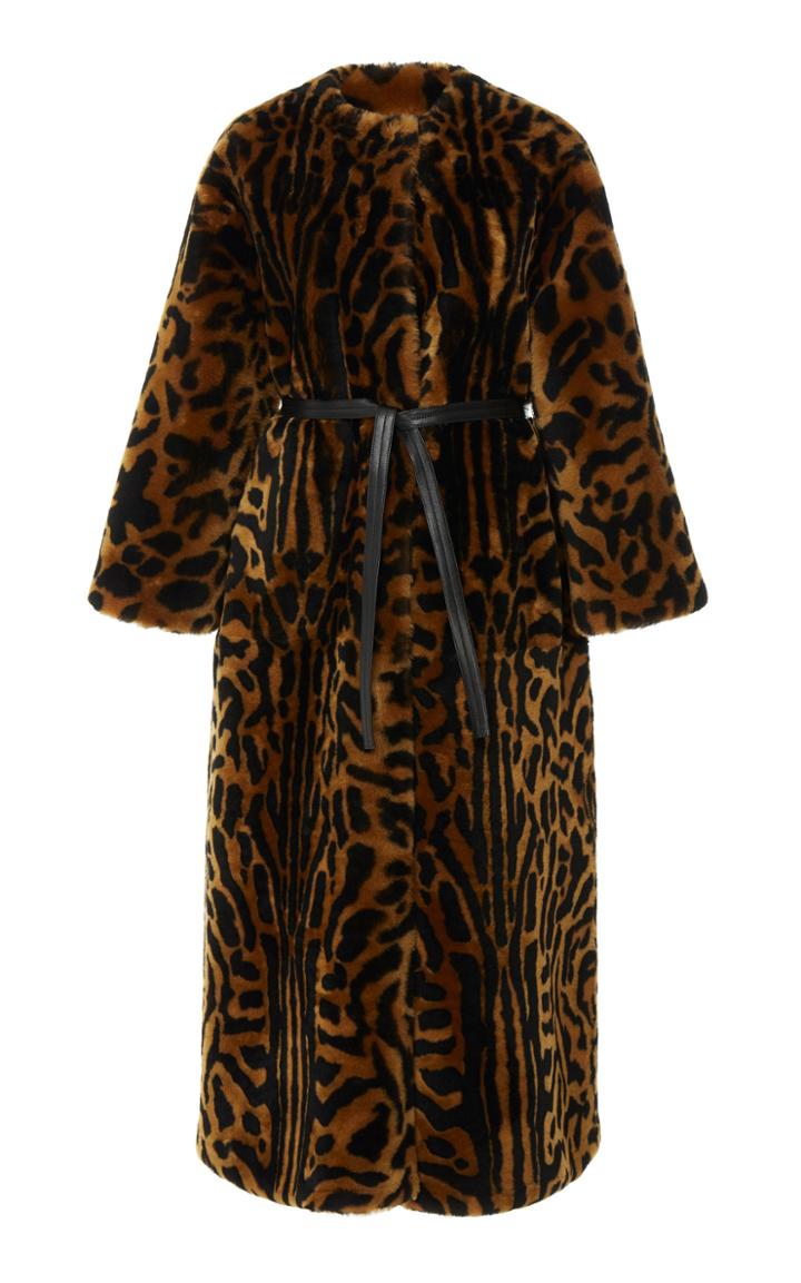 Givenchy Belted Printed Shearling Coat