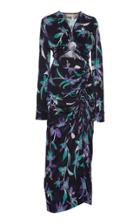 Matriel Lily Ruched Printed Cupro-blend Maxi Dress