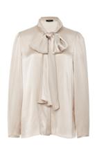 Paule Ka Washed Silk Satin Tie Blouse