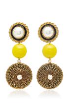 Lulu Frost M'o Exclusive Vintage Faux Pearl And Canary Yellow Earrings