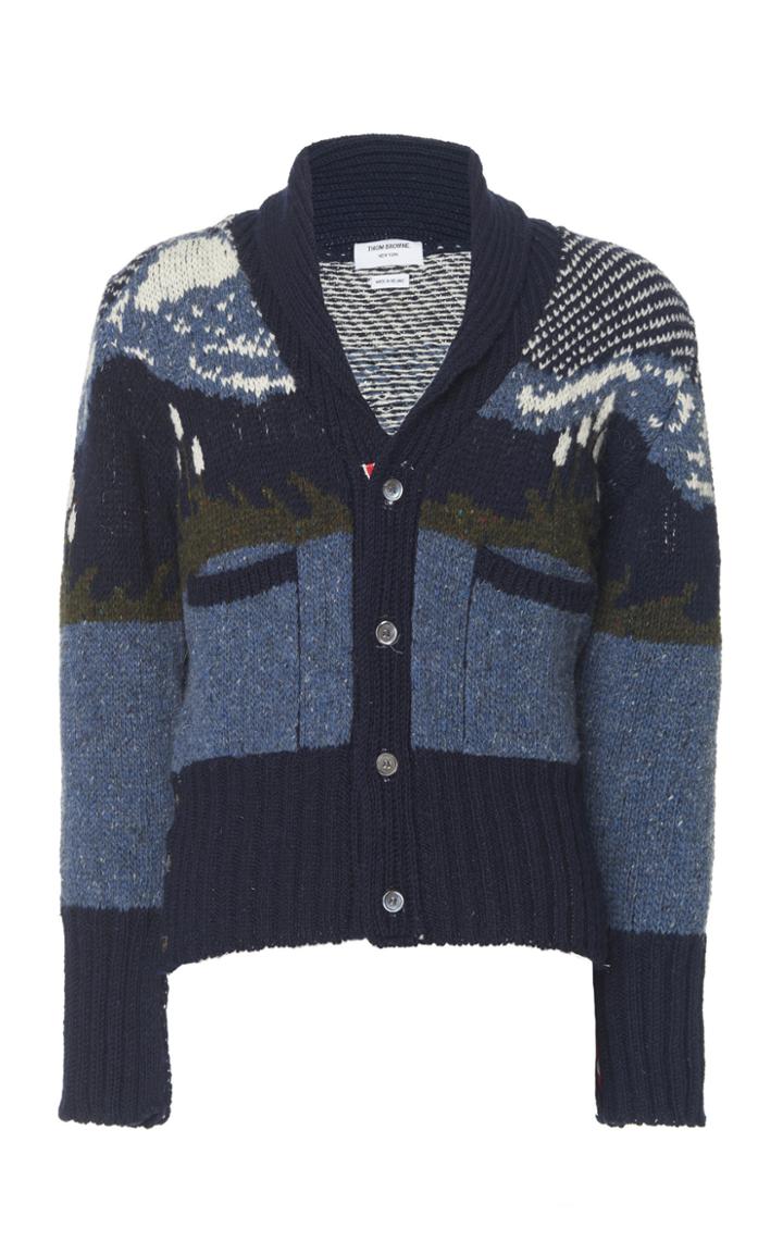 Thom Browne Shawl Collar Scenic Cardigan