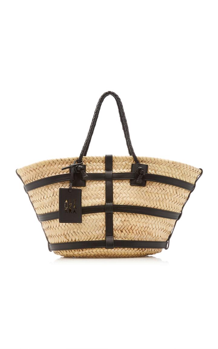 Moda Operandi Altuzarra Small Watermill Woven Palm And Leather Tote