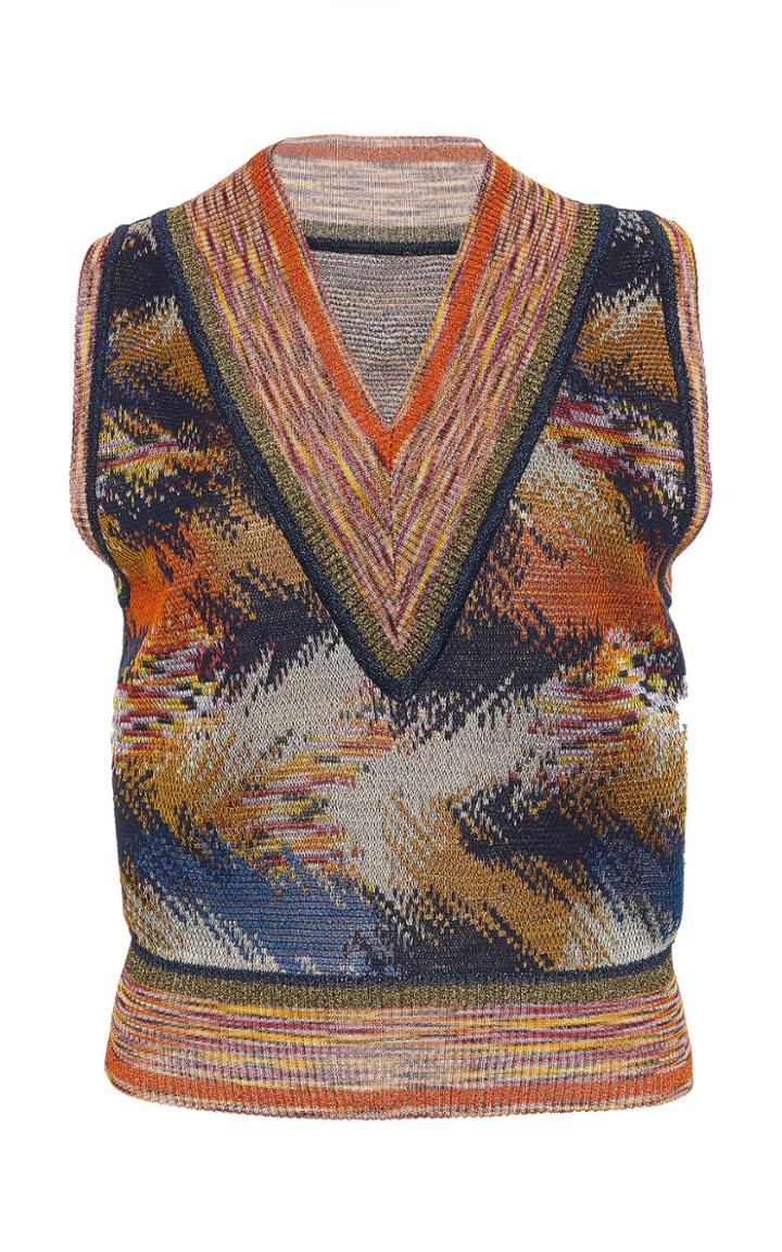 Missoni Printed Knit V-neck Vest