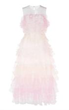 Moda Operandi Huishan Zhang Bonnie Ruffled Organza Midi Dress Size: 6