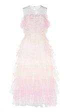 Moda Operandi Huishan Zhang Bonnie Ruffled Organza Midi Dress Size: 6