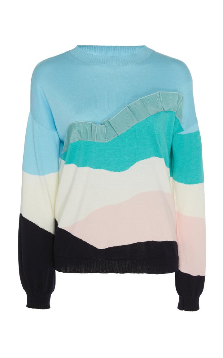 Delpozo Long Sleeve Ruffle Sweater