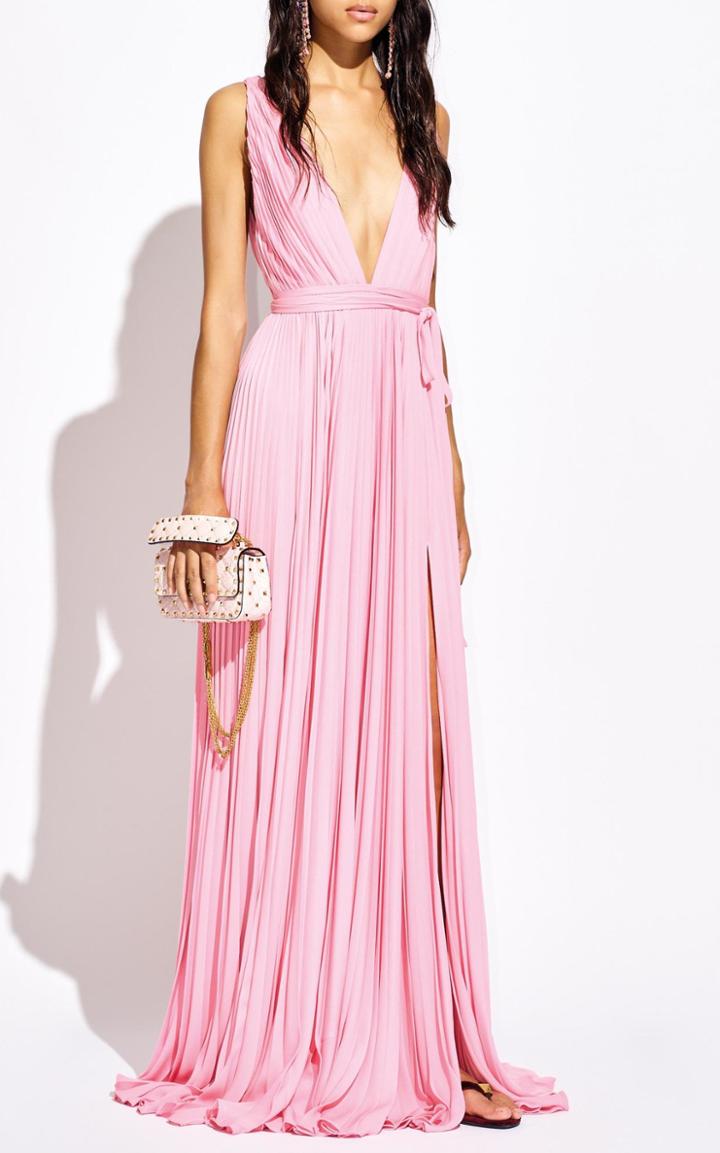 Moda Operandi Valentino Pleated Silk Georgette Gown