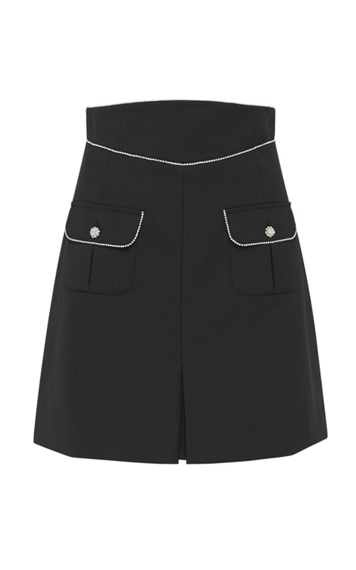 Moda Operandi Rebecca Vallance Starwood Crystal-trimmed Wool-blend Mini Skirt