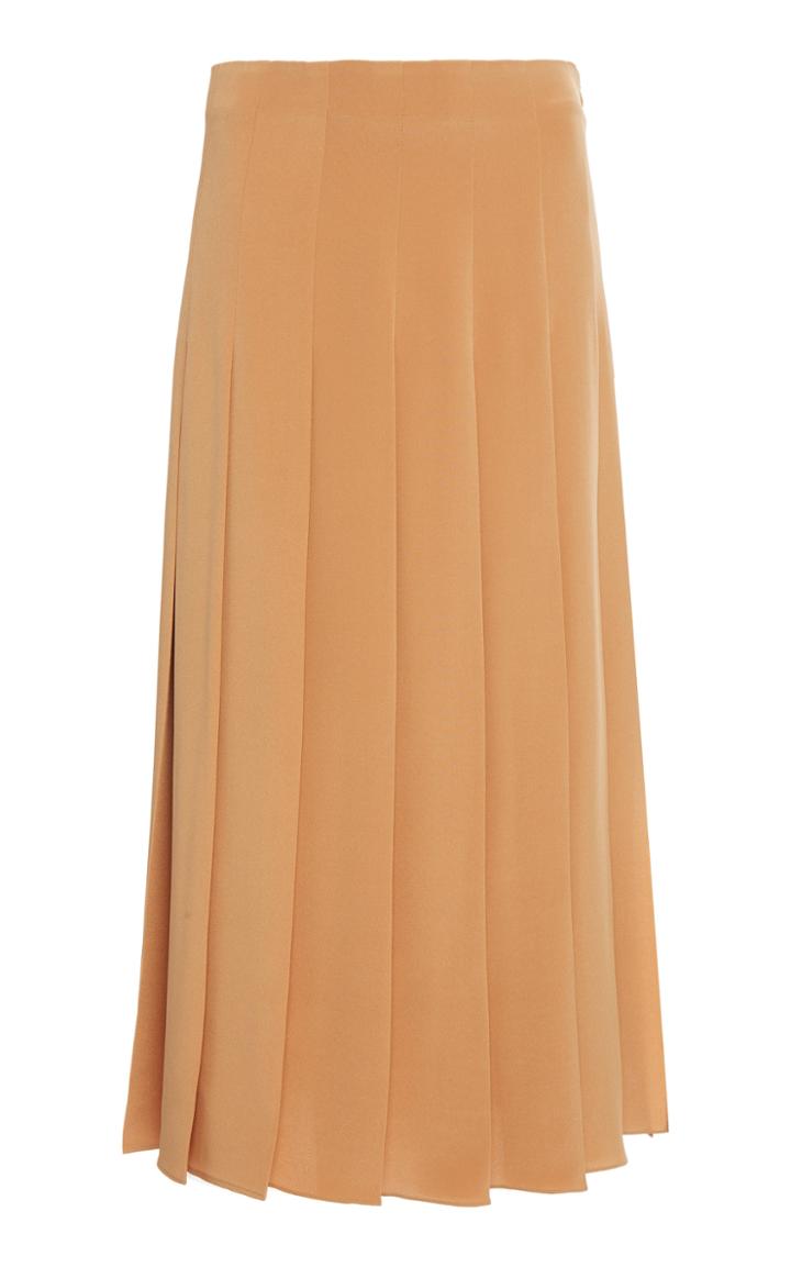 Moda Operandi Joseph Saria Pleated Silk Crepe Midi Skirt