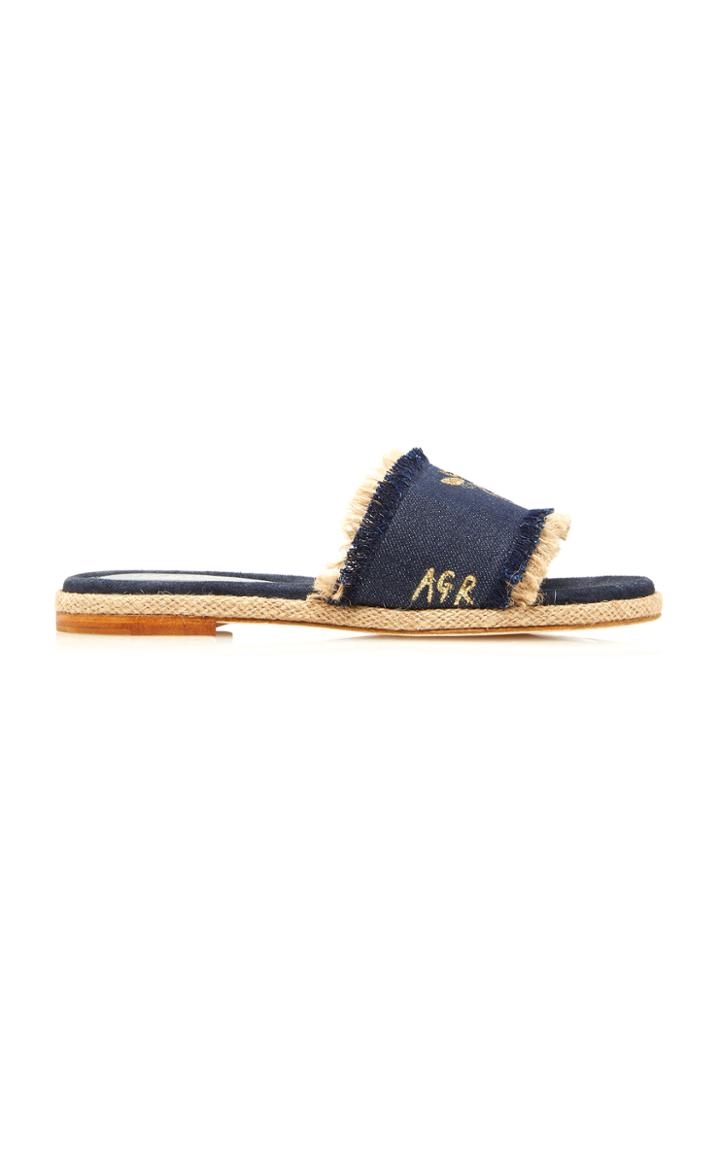 Rae Feather M'o Exclusive: Monogram Bee Denim Slide