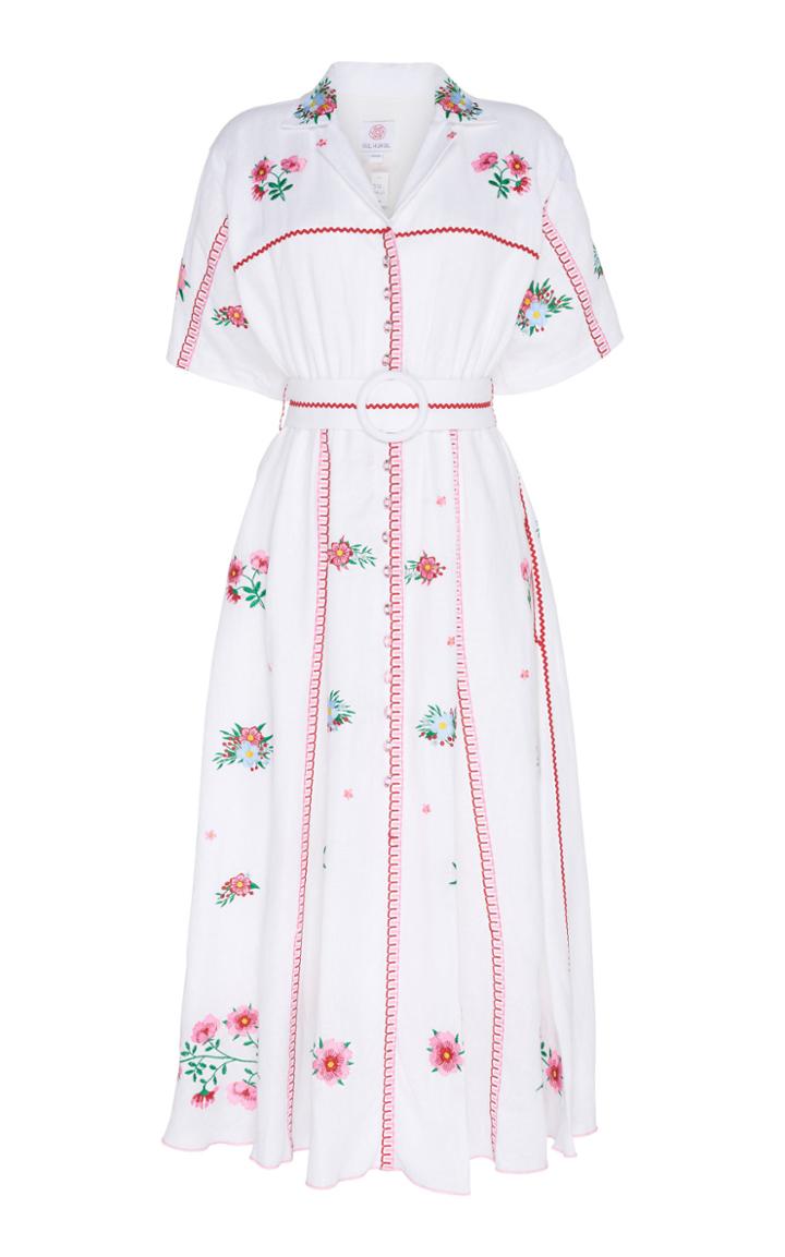 Gl Hrgel Collared Linen Midi Dress