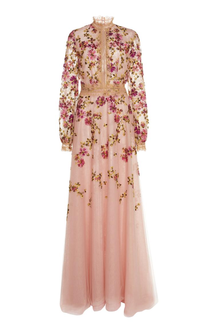 Costarellos Mockneck Romantic Tulle Gown