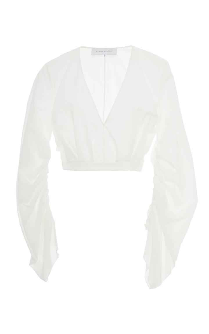 Marina Moscone Cropped Blouse With Exaggerated Sleeves