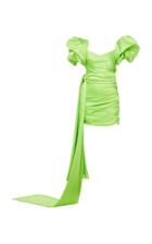 Moda Operandi Mach & Mach Green Silk Puffed Sleeve Dress