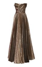 Oscar De La Renta Floral Embellished Silk-blend Strapless Gown