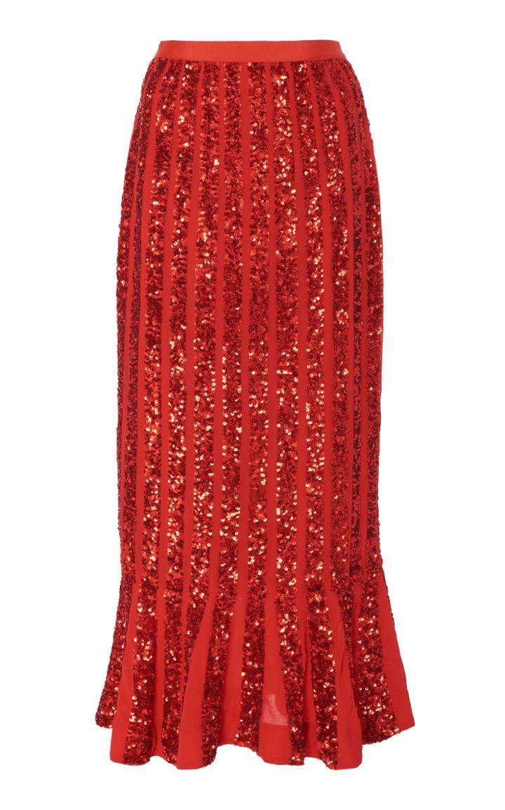 Saloni Aidan Embellished High Waisted Midi Skirt