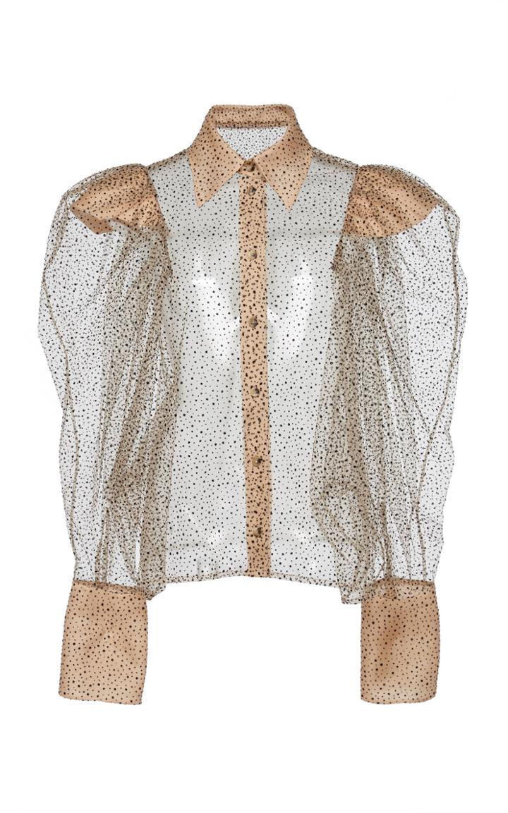 Khaite Bell Sheer Speckled Tulle Top