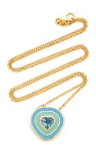 Sig Ward 18k Gold, Enamel And Aquamarine Necklace