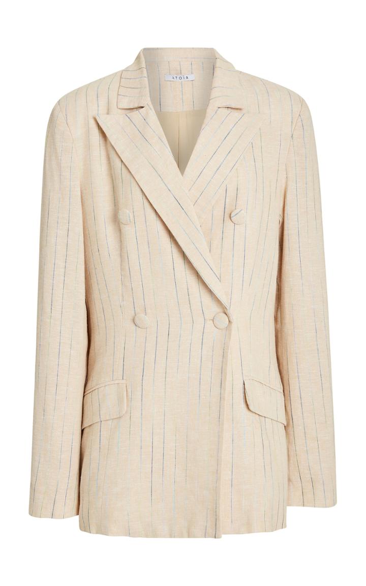 Atoir Her Witness Pinstriped Linen-cotton Blazer