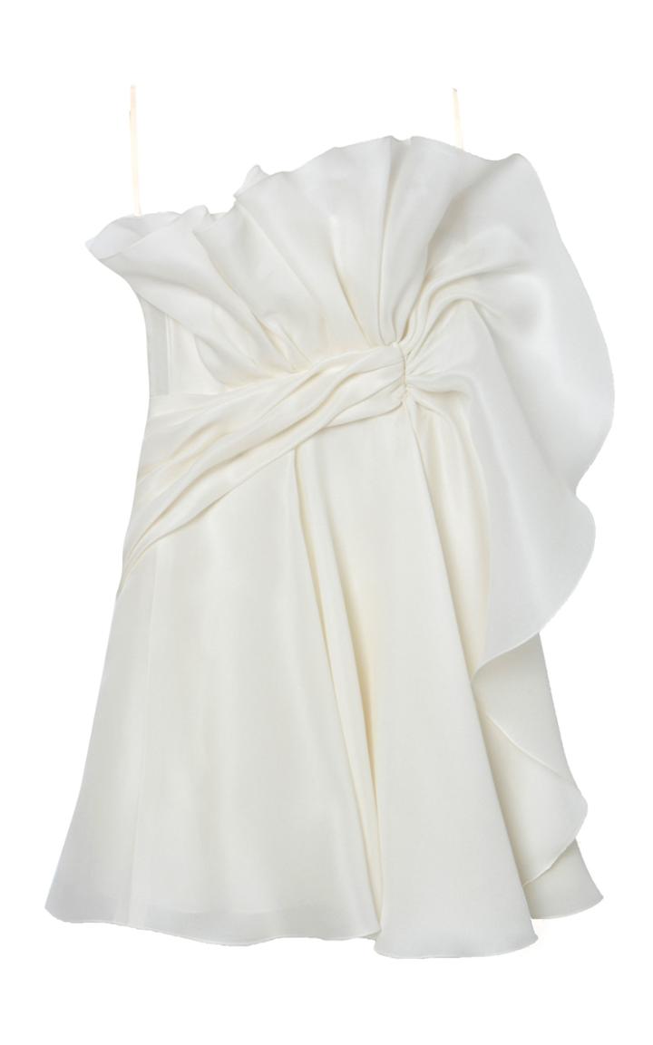 Moda Operandi Carolina Herrera Draped Silk Gazar Strapless Mini Dress