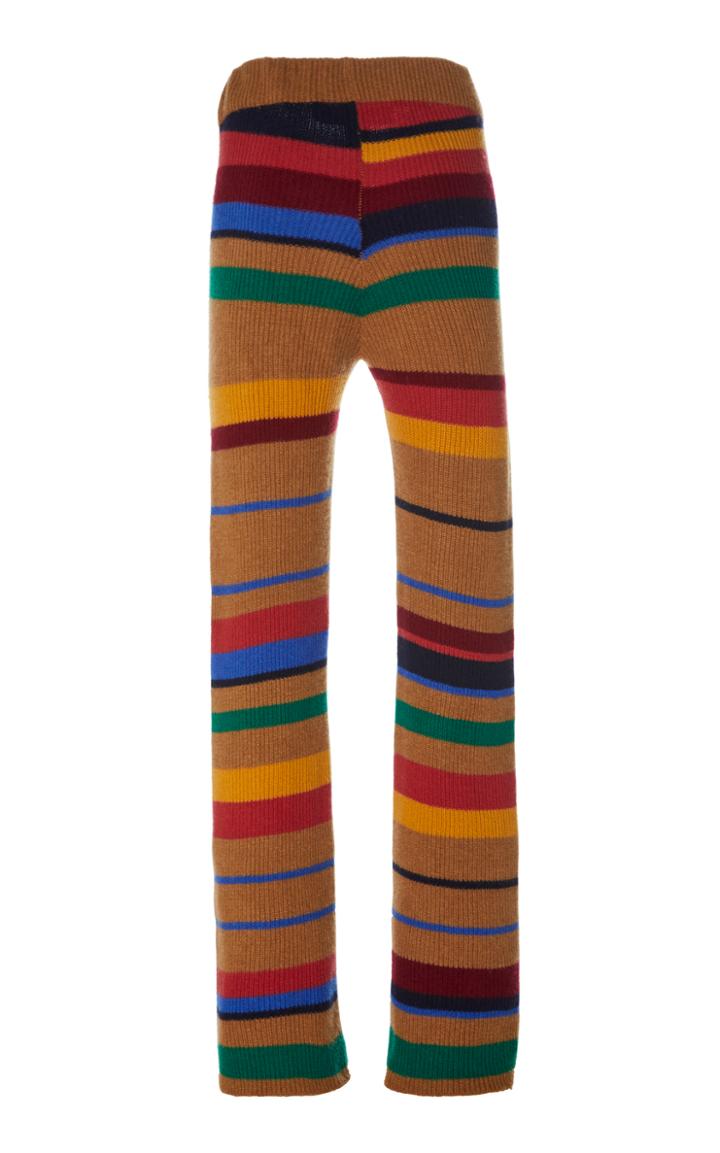 The Elder Statesman Pomona Striped Cashmere Flared Pants