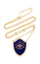 Jacquie Aiche Pave Lapis Inlay Eye Shield Necklace