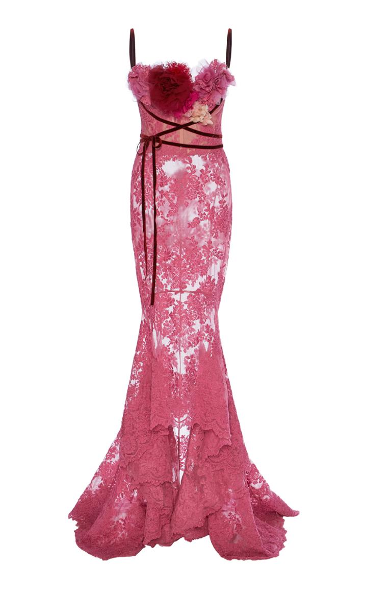 Marchesa Corded Lace Gown