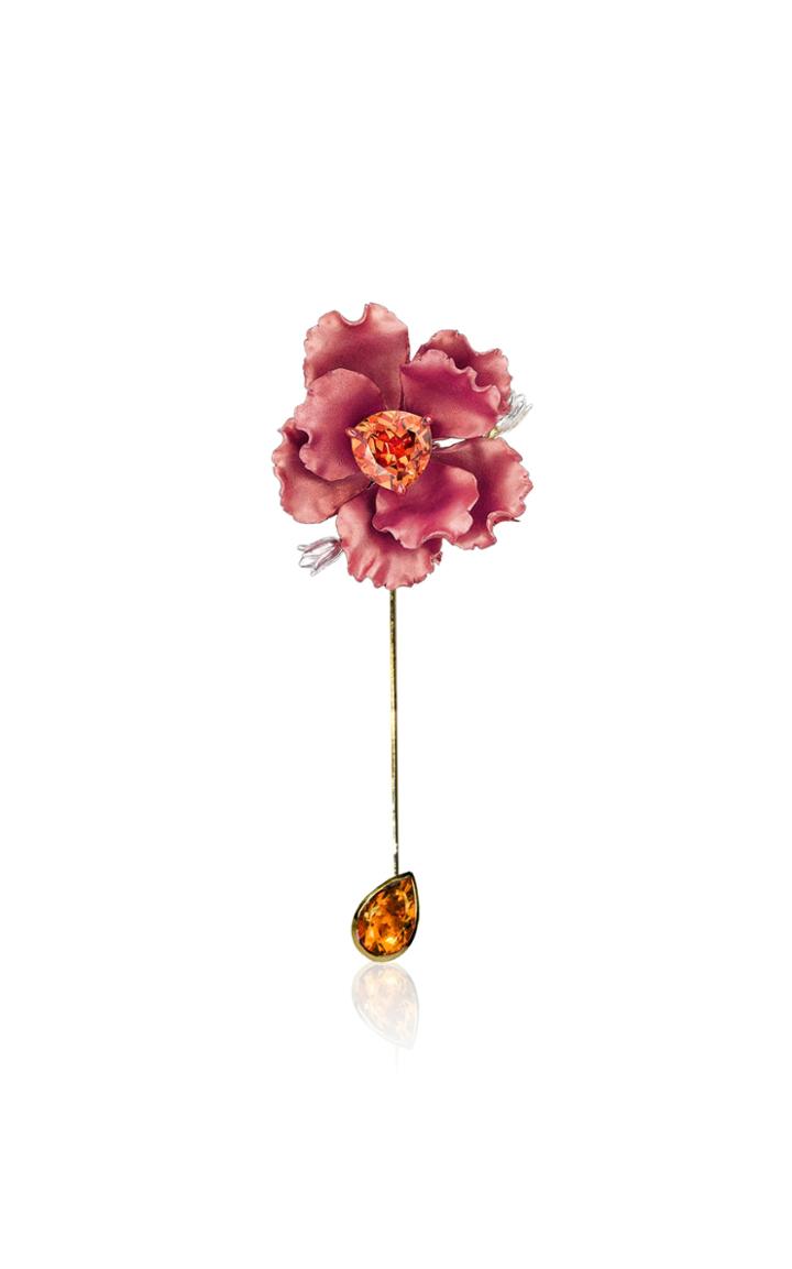 Moda Operandi Anabela Chan Padparadscha Parrot Bloom Brooch